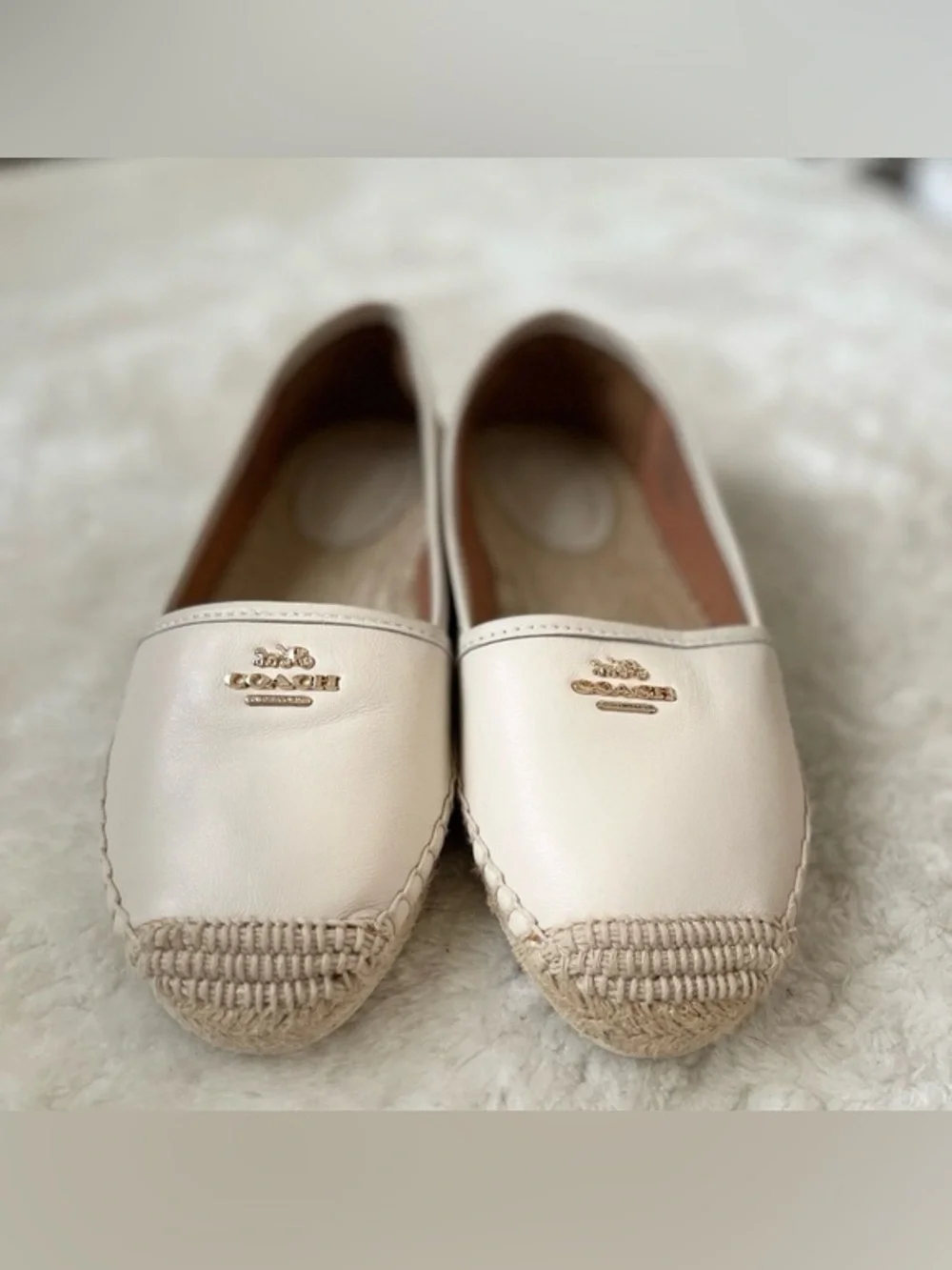 😎 Coach leather Rhodelle espedrilles in cream